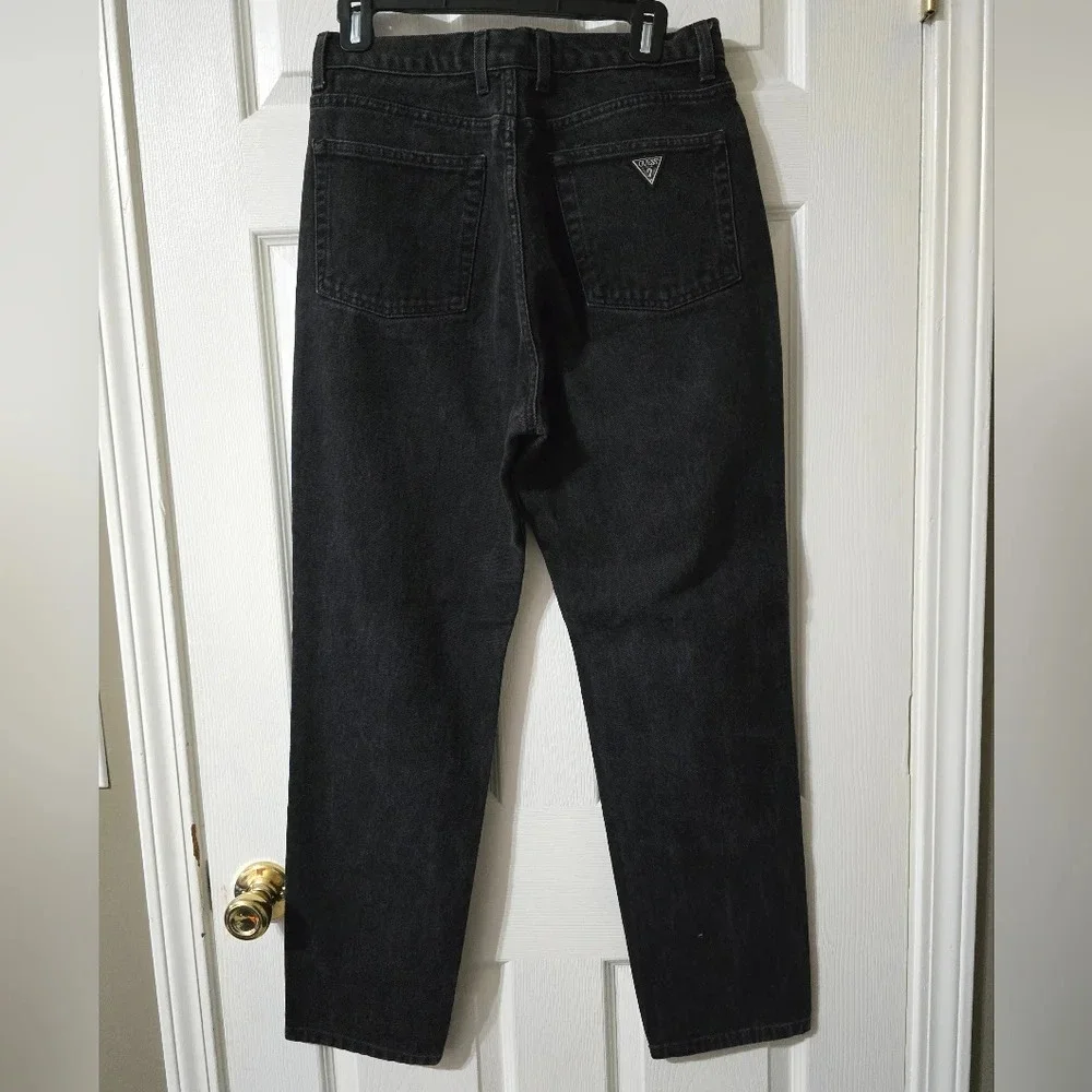 Vintage 90s Guess Classic Fit Narrow Leg Jeans, Faded Black, High Waist, EUC!